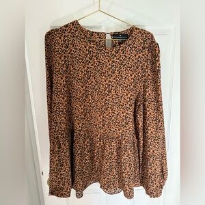 Pomander Place  Leopard Peplum Blouse